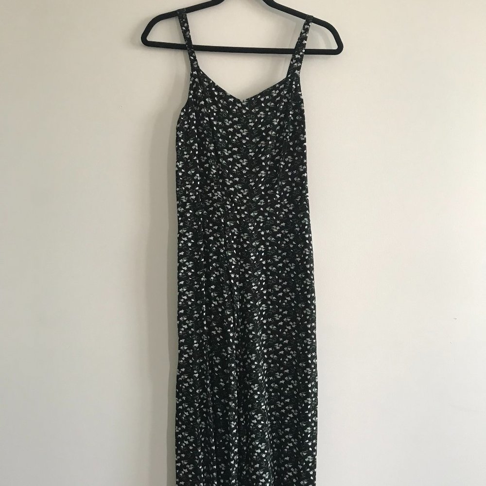 Old Navy Black Mini-floral Print Culotte Jumpsuit